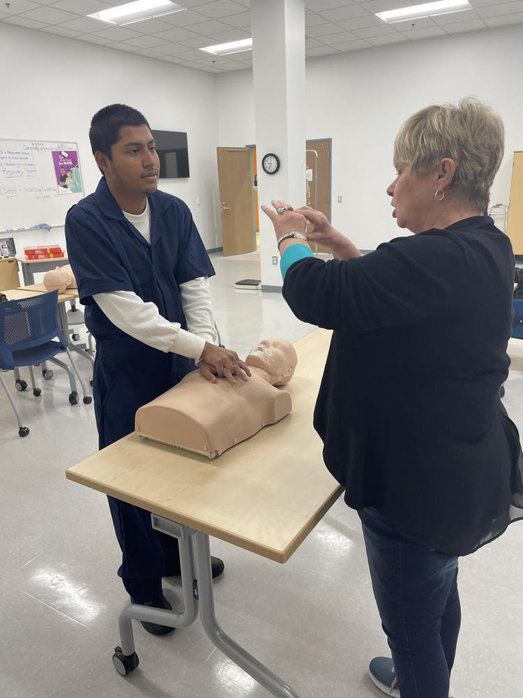 Mrs. Ward's 1st period Health Science Class began CPR  certification today
