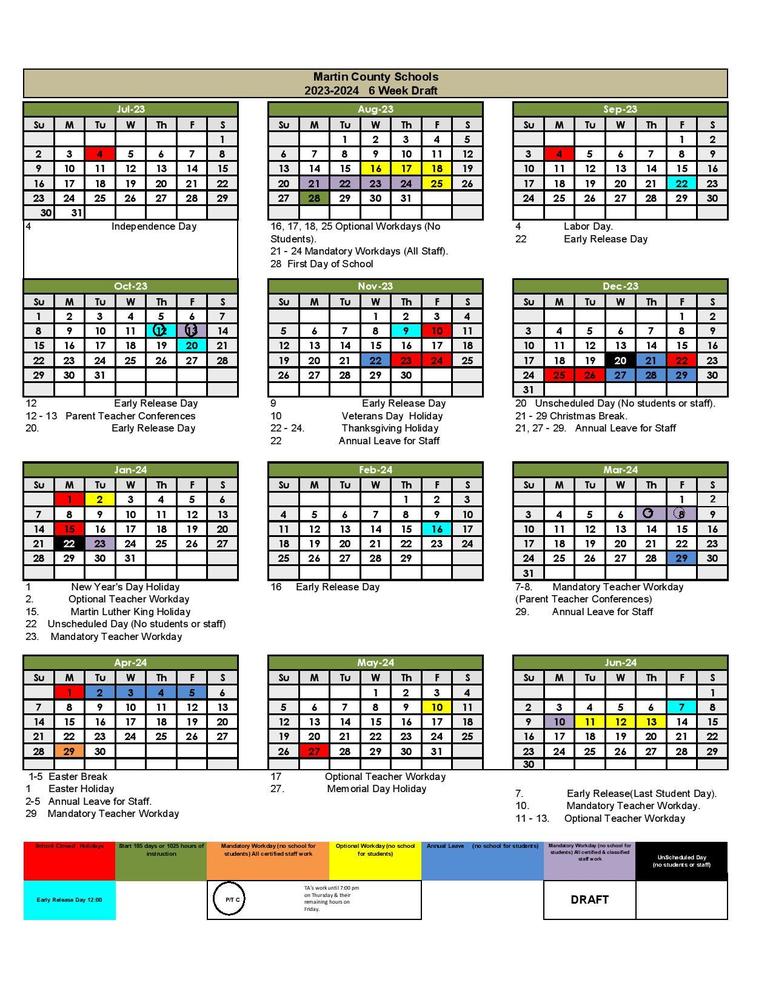 Proposed 2023-2024 Calendar Presented
