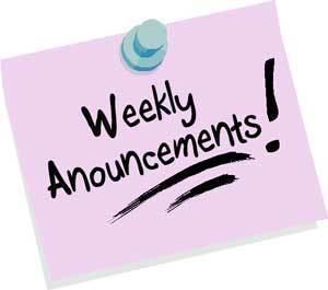 Weekly Announcements: Sept. 9th - 13th