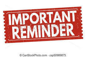 Important Reminder