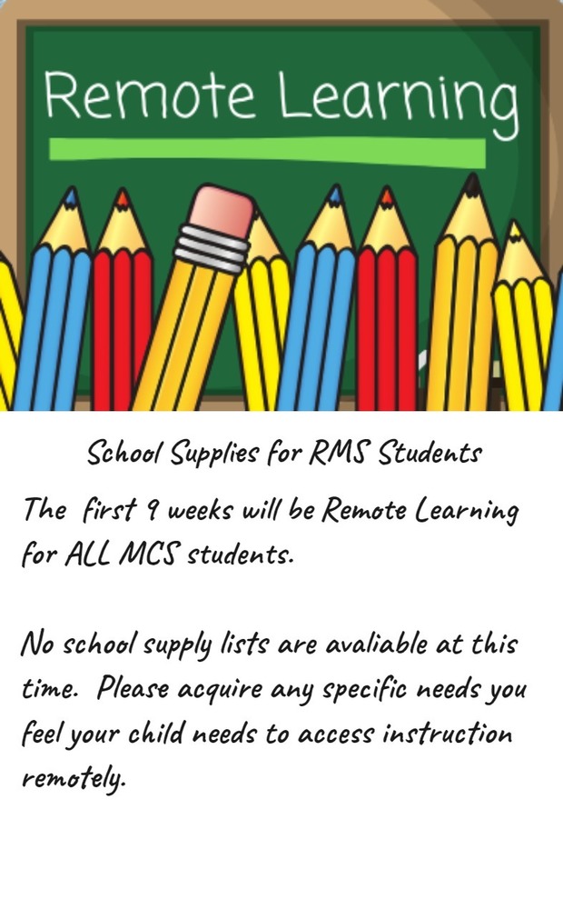 Remote Learning School Supplies - RMS