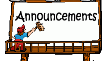 Weekly Announcements: Aug. 31st - Sept. 4th