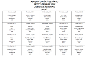 Summer Feeding Menu