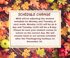 Schedule Change for next week