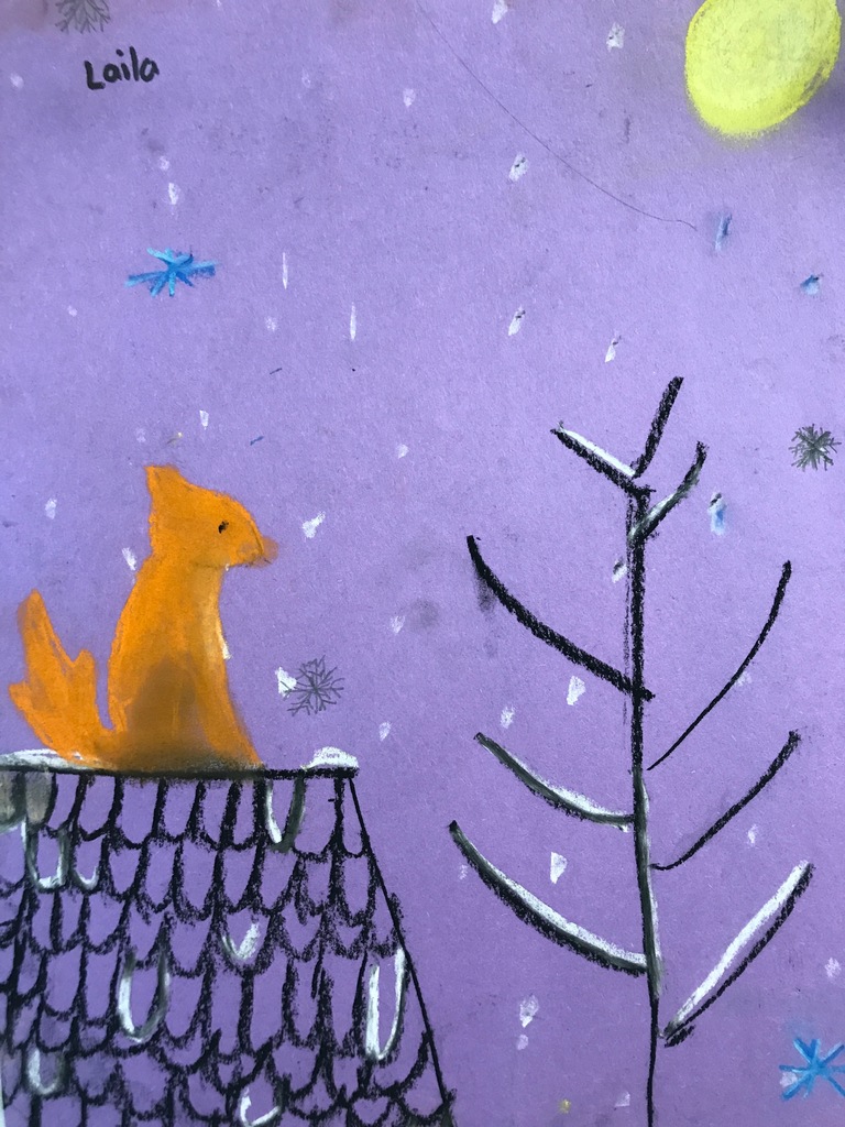 Snowy day with squirrel 