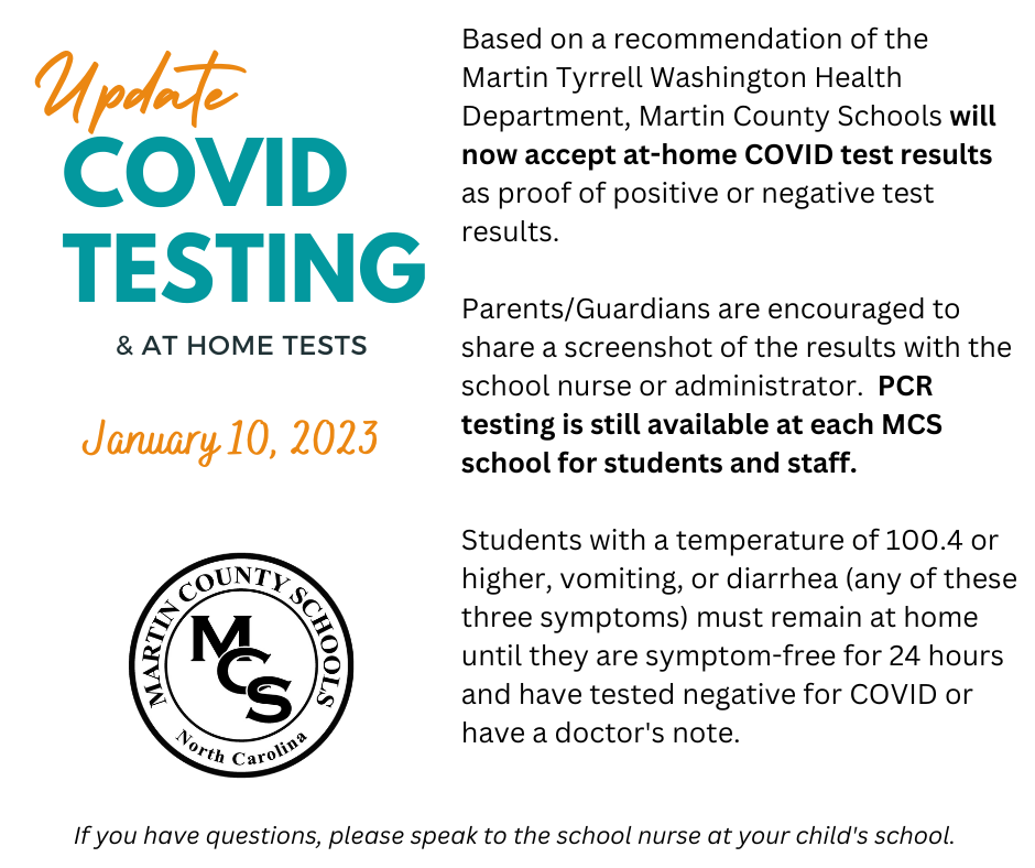 Update COVID TESTING & At Home Tests