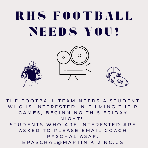 Football Videographer Needed! Riverside High School