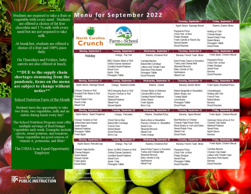 Cafeteria Menus South Creek High School