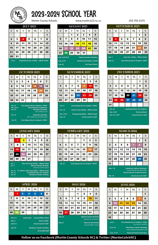2023-2024 MCS Calendar | Martin County Schools NC